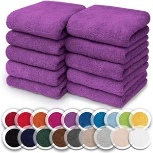 NatureMark Set da 10 panni in spugna per viso e mani - 100% cotone, morbidi e assorbenti - 30×30 cm, Lilla
