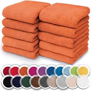 NatureMark Set da 10 panni in spugna per viso e mani - 100% cotone, morbidi e assorbenti - 30×30 cm, Terracotta