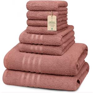 HomeBurg Core Set di asciugamani 8 pezzi Mix - Piccoli (30×30 cm), Medi (40×60 cm) & Grandi (60×135 cm) - Morbidi, Assorbenti e Confortevoli, Rosso duna