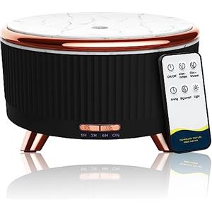 Jpord Diffusore di oli essenziali per grandi ambienti, 500 ml, con telecomando, 7 colori chiari e 3 modalità di nebbia, spegnimento automatico senza acqua