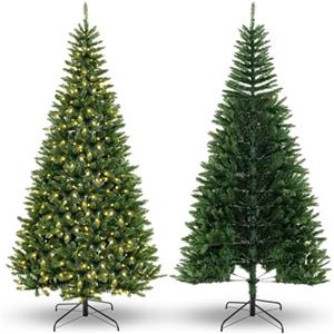 RELAX4LIFE Albero di Natale 240cm, Mezzo Albero da Parete con 360 Luci LED Incorporate, Albero di Natale Angolare da Muro, Decorazione Natalizia per Casa