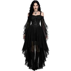 Qiumoney Costume di Halloween da Donna, Sexy, Spaventoso, Vestito Gotico, Nero, da Strega, Abito da Vampiro, Costume da Strega, Costume da Strega Barocco, Spaventoso, Abito da Strega per Feste a Tema