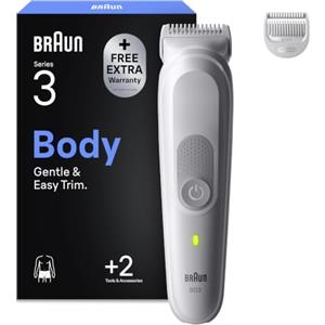 Braun Trimmer Per Il Corpo, Body Groomer Series 3, 3 Strumenti Per La Rasatura, Con Protezione SkinGuard, Durata Di 80 Min, Morbido Per Aree Sensibili, Rasatura E Rifinitura, Impermeabile, BG3530,
