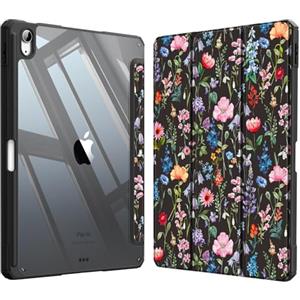 FINTIE Cover per iPad Air 11" M4/M3/M2 (2026-2024)/iPad Air 5a&4a Gen 10,9" | con Portapenne - Sottile Leggero Trasparente Custodia Posteriore con Bordo in TPU, Floreale