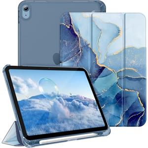 FINTIE Cover per iPad (A16) 11ª Gen 11" (2025) / iPad 10ª Gen 10.9" (2022) | con Portapenne - Sottile Leggero Opaca Trasparente Posteriore Custodia con Auto Sveglia/Sonno, Ocean Marble