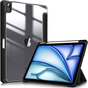 FINTIE Cover per iPad Air 11" M4/M3/M2 (2026-2024)/iPad Air 5a&4a Gen 10,9" | con Portapenne - Sottile Leggero Trasparente Custodia Posteriore con Bordo in TPU, Nero