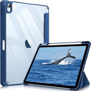 FINTIE Cover per iPad Air 11" M4/M3/M2 (2026-2024)/iPad Air 5a&4a Gen 10,9" | con Portapenne - Sottile Leggero Trasparente Custodia Posteriore con Bordo in TPU, Navy