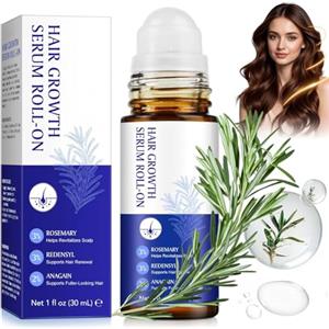 GPUPFJPW Siero Per La Crescita Dei Capelli Con 3% Rosmarino E 3% Redensyl E 2% AnaGain, MSM, Aloe Vera, Olio Di Cocco E Burro Di Karitè, Applicatore A Rullo, 18 Ml