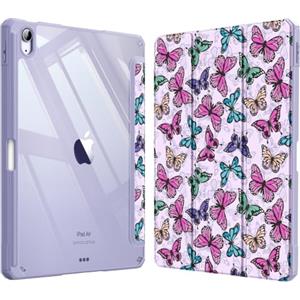 FINTIE Cover per iPad Air 11" M4/M3/M2 (2026-2024)/iPad Air 5a&4a Gen 10,9" | con Portapenne - Sottile Leggero Trasparente Custodia Posteriore con Bordo in TPU, Farfalla