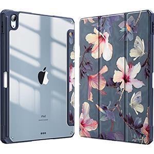FINTIE Cover per iPad Air 11" M4/M3/M2 (2026-2024)/iPad Air 5a&4a Gen 10,9" | con Portapenne - Sottile Leggero Trasparente Custodia Posteriore con Bordo in TPU, Blooming