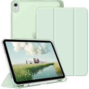 FINTIE Cover per iPad (A16) 11ª Gen 11" (2025) / iPad 10ª Gen 10.9" (2022) | con Portapenne - Sottile Leggero Opaca Trasparente Posteriore Custodia con Auto Sveglia/Sonno, Verde Chiaro