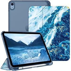 FINTIE Cover per iPad (A16) 11ª Gen 11" (2025) / iPad 10ª Gen 10.9" (2022) | con Portapenne - Sottile Leggero Opaca Trasparente Posteriore Custodia con Auto Sveglia/Sonno, Oceano Blu