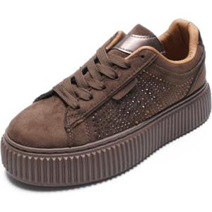 JOMIX Sneaker Platform Donna Scarpe Casual con Strass e Brillantini | Suola Spessa Plateau 4cm Comode per Camminare, Scarpe da Ginnastica Stringate per Ufficio e Tutti i Giorni