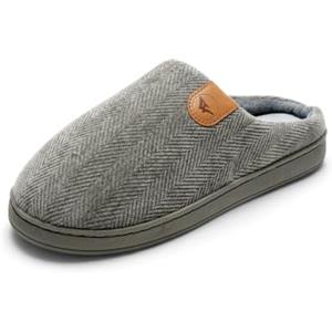 JOMIX Pantofole Uomo da Casa Invernali Calde Ciabatte Spina di Pesce | Scarpa Piatte, Tessuto a Spina di Pesce, Fodera Calda in Peluche, Suola Antiscivolo in TPR, Stile Sabot