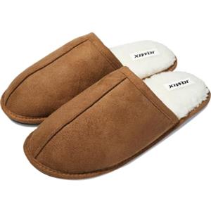 JOMIX Pantofole Uomo Invernali Ciabatte Peluche Calde da Casa Mule con Fodera in Pelliccia Sintetica Morbida Suola in Gomma Antiscivolo e Silenziosa Tomaia Effetto Camoscio Comode e Leggere