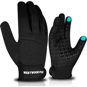 WESTWOOD FOX Guanti invernali caldi, antivento, impermeabili, da ciclismo, per uomini e donne, guanti antiscivolo per touchscreen, guanti termici con polsino elastico per corsa, guida, arrampicata