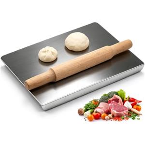 Nexpho Tagliere Spianatoia per Impastare Tagliere Spianatoia Acciaio Inox 40x30cm Piano da Lavoro per Cucina Ristorante e Bar