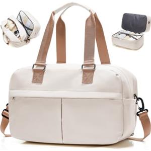 SEAFEW Borsone da Viaggio,Bagaglio a Mano 40x30x20 Ryanair Borsa da Viaggio | Borsa da Cabina Ryanair 40x30x20 Borsa Sportiva Borsone da Palestra da Weekend Borsa Ospedale Parto Espandibile,marrone beige