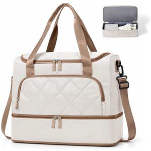 SEAFEW Borsone da Viaggio,Bagaglio a Mano 40x30x20 Ryanair Borsa da Viaggio | Borsa da Cabina Ryanair Borsa Palestra Sportiva Borsa Ospedale Parto con Scomparto Scarpe per Uomo e Donna,marrone beige