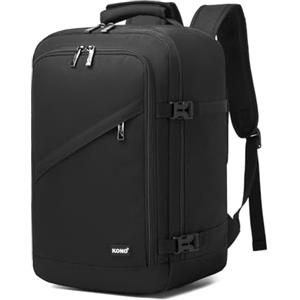 KONO Zaino Ryanair 40x20x25, Zaino da Viaggio e Bagaglio a Mano per Aereo, Zaino Porta PC con Apertura a 180° per Wizz Air e EasyJet (40 x 20 x 25 cm, Nero)