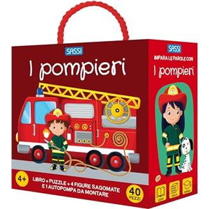 Sassi I pompieri. Q-box. Ediz. a colori. Con autopompa da montare. Con 4 figure sagomate. Con puzzle