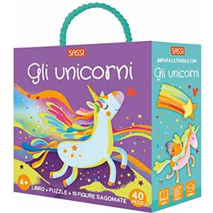Sassi Gli unicorni. Q-box. Con 10 figure sagomate. Con puzzle