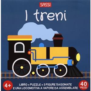 Sassi I treni. Q-box. Ediz. a colori. Con 3 figure sagomate. Con locomotiva da montare. Con puzzle