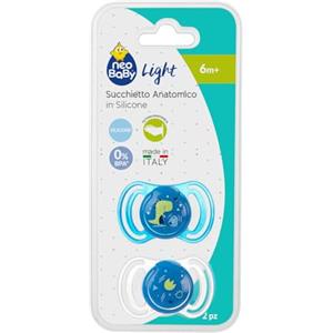 Chicco Neobaby Succhietto Medio in Silicone, Ciuccio Anatomico e Leggero per Neonati 6-12 Mesi, Bimbo, 2 Pezzi