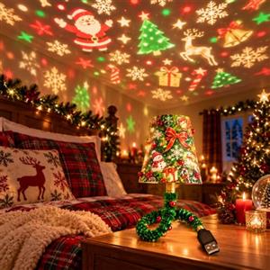 Generic Proiettore di luce natalizia, Plug and Play HD 6 Scene proiettore natalizio | 6 Scene Festive da Proiettare, Albero di Natale Design, lampada flessibile per camera da letto, soffitto Proiettore