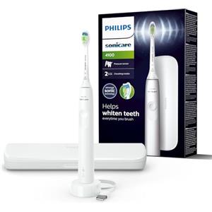 Philips Sonicare 4100 - Spazzolino elettrico Philips Sonicare per adulti con 1 testina sonica Philips W2 Optimal White, custodia da viaggio sottile e caricatore USB modello HX3683/33