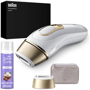 Braun Silk·Expert Pro 5 Epilatore Luce Pulsata, 1 Testina, Gel, PL5100 Oro | Epilazione Laser Peli Donna a Casa, Riduzione Permanente dei Peli con Custodia e 2in1 Sapone + Gel per Depilazione Satin Care