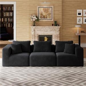 Novilla Divano Angolare 270 cm 3 Posti Modulare Componibile in Velluto | Molle insacchettate Smarts Coil®, Senza Montaggio, Velluto a Coste, 5 Cuscini Decorativi, Confezionato Sottovuoto