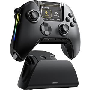 FIEHDUW NO DRIFT ManbaOne Interactive Screen Gaming Controller for PC/Switch/iOS/Android/Steam Deck, 1800mAh Hall Effect Controller with LED, Mapping Buttons, Charging Dock (Black)
