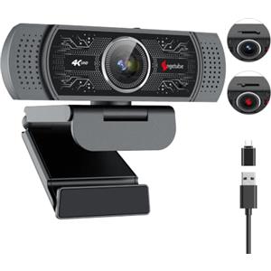 Angetube webcam 4k Streaming web camera per pc con 2 microfono Integrati | Autofocus PDAF, 1080P 60fps, Grand Angolo 73°, Copriobiettivo Privacy, Compatibile con PC, Mac, Laptop, Zoom, Microsoft Teams