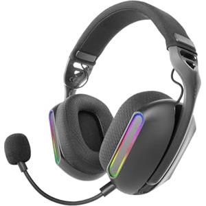 Mars Gaming MHW-PRO, Cuffie Gaming Wireless ARGB Flow, Suono Surround 3D 7.1, Bluetooth 5.3 + 2.4GHz + Jack 3.5mm, Design Ergonomico Ultralight, Doppio Microfono, Multiplatform, Nero