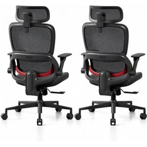 SIHOO B100-SE Sedia da ufficio ergonomica con supporto lombare, sedia da scrivania in rete per casa e ufficio, poggiatesta regolabile e braccioli 2D, sedile girevole, confezione da 2