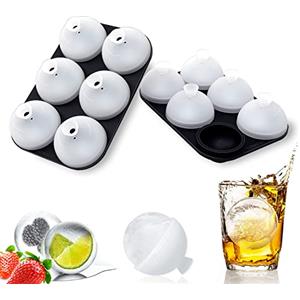 HONYAO® Ghiaccio Stampo - Cubetti Ghiaccio Silicone 5CM Rotondo Sfera con Coperchio, Senza BPA Forma Ghiaccio Grande per Whisky Cocktail - 2 pezzi