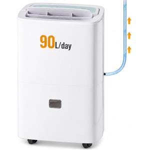 megonia Deumidificatore professionale 90 L/giorno con pompa per spazi fino a 240 m² | Deumidificatore industriale per casa e cantina, con uscita oscillante per aiutare ad asciugare il bucato e tre modalità di sc