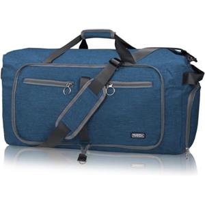 Fmeida 65L Borsone da Viaggio Pieghevole, con Scomparto Scarpe e Tracolla | Grande Borsone Palestra per Uomo e Donna, Tessuto Idrorepellente e Antistrappo, Borsa Sportiva Duffel Bag