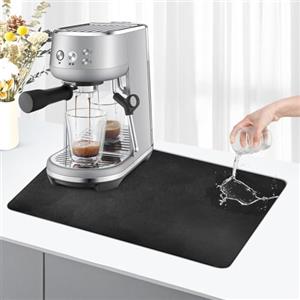 KitchenRaku Tappetino macchina caffe 40x80cm, scolapiatti da cucina assorbente, tappeto lavandino, tappetino scolapiatti da cucina (Nero)