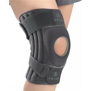 ABYON ELITE Ginocchiera Uomo Donna con sistema a 4 cinghie regolabili antiscivolo e stabilizzatori laterali, tutore ginocchio per dolore, artrite, LCA, menisco, ginocchio del corridore, camminata