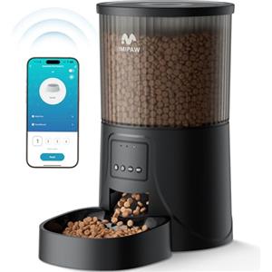 IMIPAW Distributore Automatico Cibo Gatti, Controllato da APP, 5G WiFi | 2,4G WIIFI, Alimentazione a Distanza, 10 Pasti al Giorno, 4L Dispenser Cibo Secco per Animali Di Piccola e Media Taglia