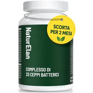 NaturElan Fermenti Lattici Probiotici, 20 Mld UFC, 23 Ceppi Batterici, Formula Vegana | 1 capsula al giorno, Lactobacillus e Bifidobacterium con fibra di acacia, senza inulina, 60 capsule