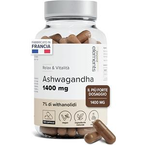 BEYOND ELEMENTS Ashwagandha Pura 1400mg - Regolazione Cortisolo - 7% Withanolidi | Alta Concentrazione per Cortisolo, Sonno & Stress - Ginseng Indiano - 100 capsule vegan - Beyond Elements