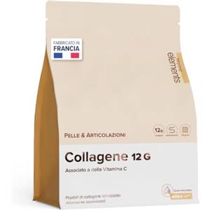 BEYOND ELEMENTS Collagene 12.000 mg & Vitamina C - Pelle & Articolazioni - Cioccolato | Alto Dosaggio 12g/giorno - Comfort Articolare & Elasticità - Senza Zuccheri o OGM - Prodotto in Francia - Beyond Elements