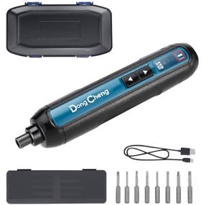 Dong Cheng Mini Avvitatore a Batteria 4V max. 5Nm, 2000mAh, ricarica USB-C | 3 livelli di coppia regolabili, Doppio LED, incl. 8 inserti magnetici per avvitatori, ideale per lavori fai da te, riparazion