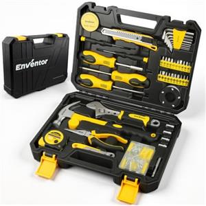 Enventor Kit di Attrezzi 128 Pezzi, Cassetta degli Attrezzi per Fai da Te | Set di utensili per la casa con valigetta porta attrezzi, ideale per hobbisti e proprietari