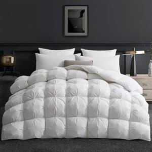 Deodar Piumino in Piuma d'Oca Singolo Invernale, 135X200cm Per 4 Stagioni, Tessuto Puro Cotone Biologico, Traspirante, Lavabile, Approvato Öko-Tex e RDS, 420 gr/m², Bianco