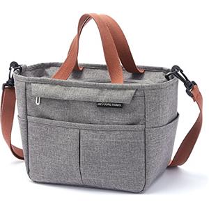 MCXKJ Borsa Termica Porta Pranzo, Portatile Borsa Frigo, Borsa Pranzo al Sacco Impermeabile Lunch Bag per Uomo/Donna/Bambino, Borsa Portapranzo per Ufficio, Scuola e Picnic (Grigio)