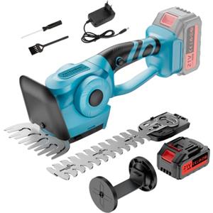 ponoseu Tagliasiepi a Batteria 2 in 1 21V con Base a Ruote e Lame 22cm 13cm | Brushless 21V, 3.0Ah battery with fast charge, blades 22 cm and 13 cm, roller base